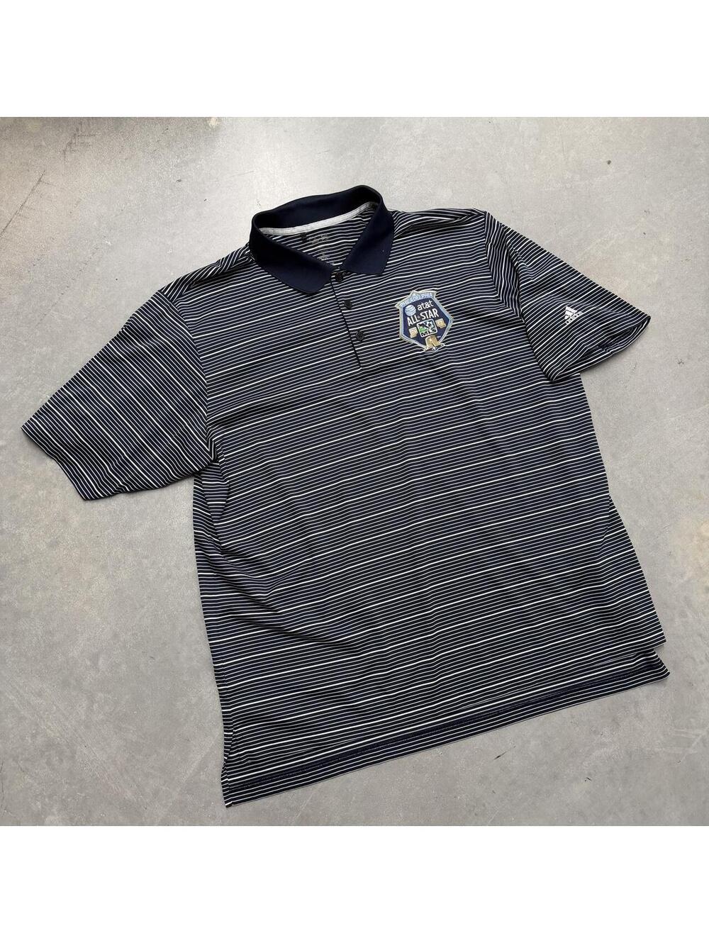 Y2K Adidas 2012 MLS All Star Game Philadelphia Polo Navy Striped Soccer S XL